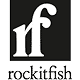 Rockitfish-Logo White "rf" logo above the word "rockfish" on a black background.