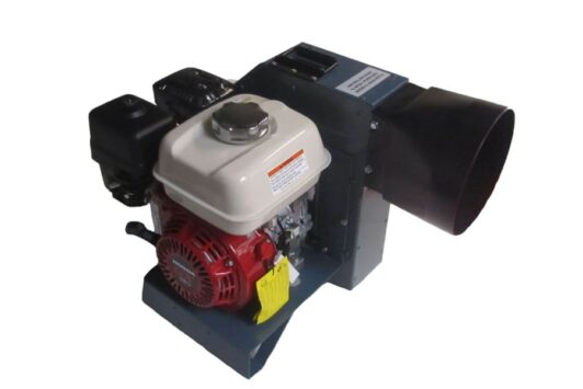 Petrol-powered blower for inflating outdoor inflatables.